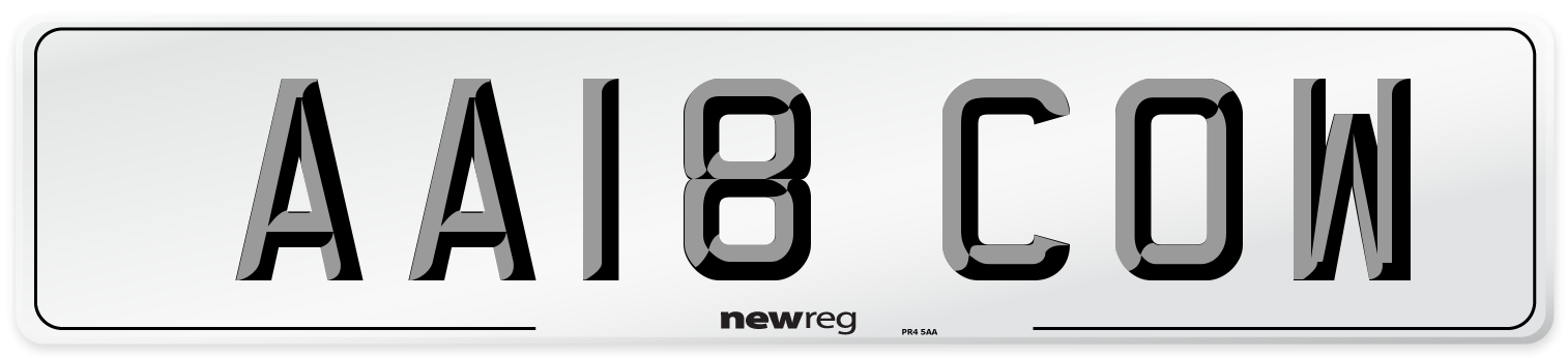 AA18 COW Number Plate from New Reg